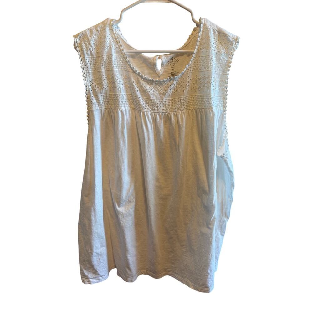 St. John's Bay Womens White Cotton Sleeveless Tank Top Shirt Plus Sz 4X
